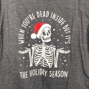 Instant Message Dead Inside But Holiday Season Skeleton Santa Graphic Sweatshirt